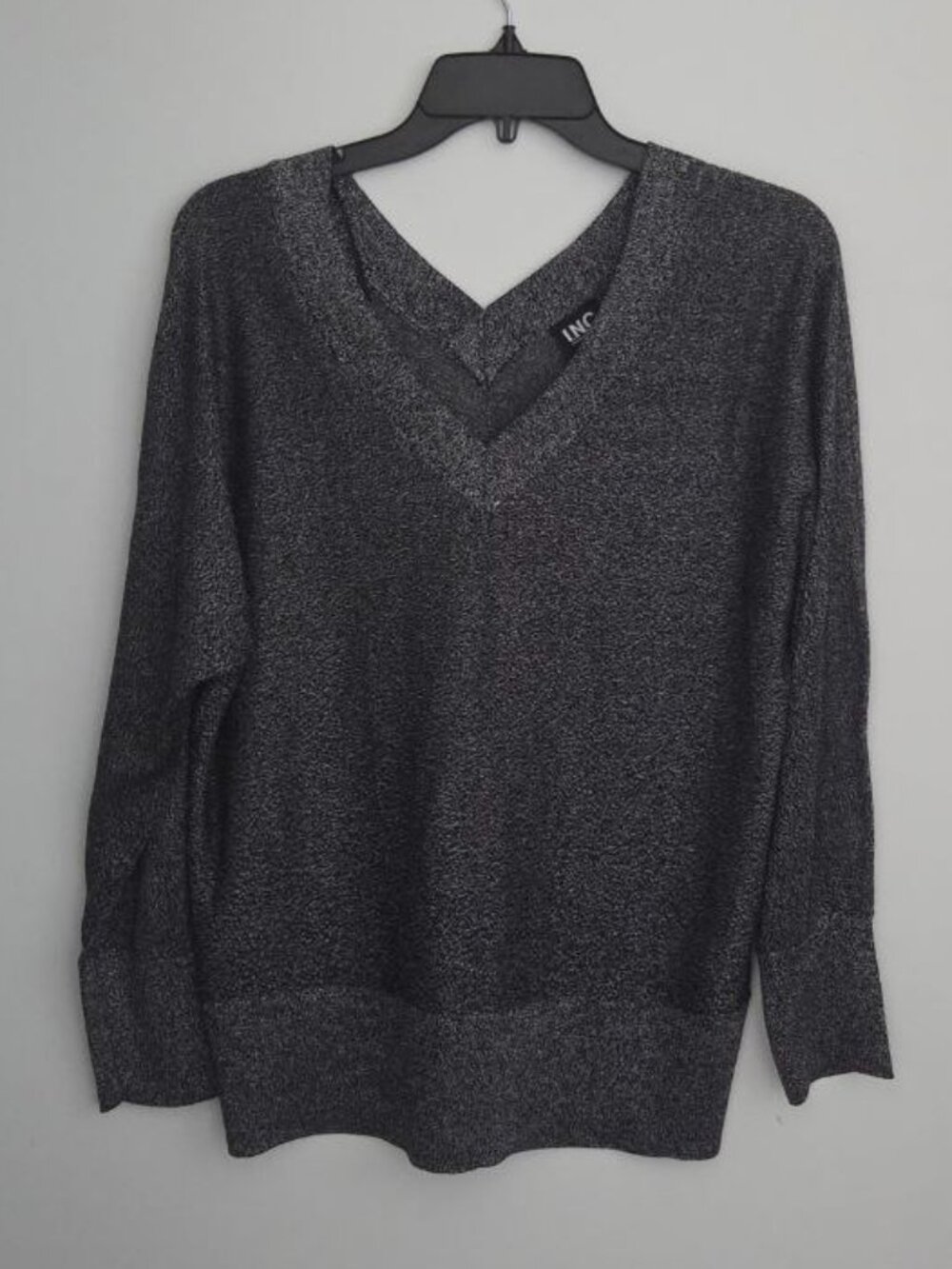 INC International Concepts Lurex V-Neck Metallic Sweater  Size 0X